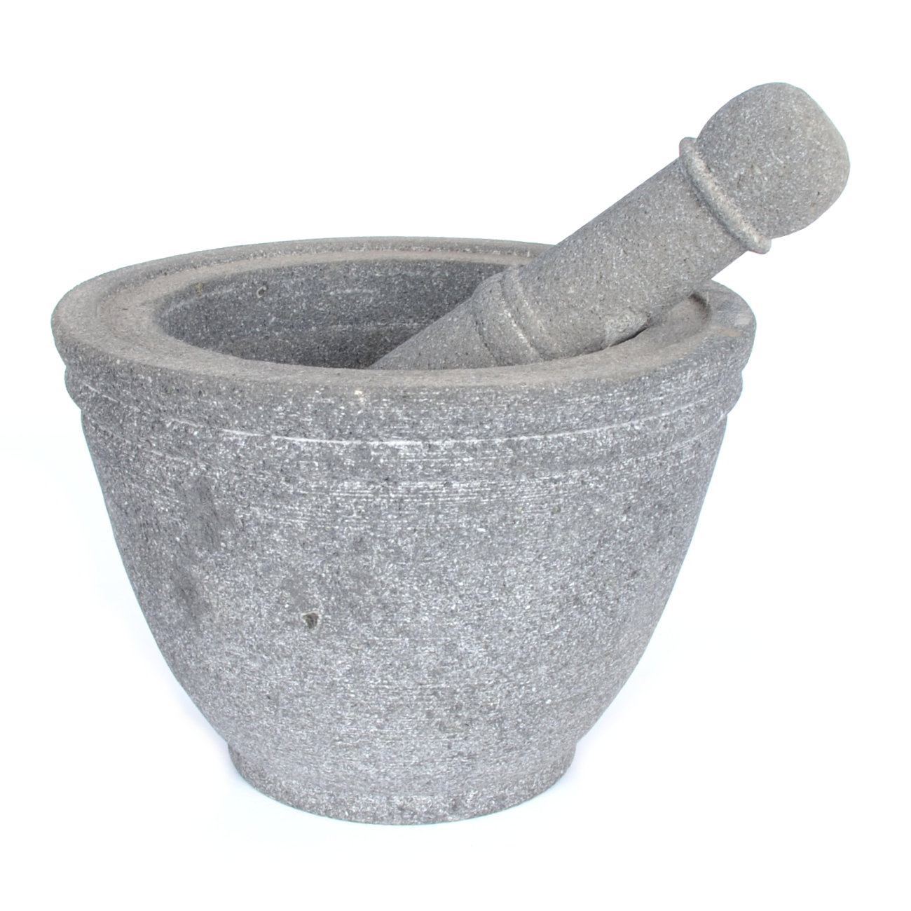 round mortar with pestle